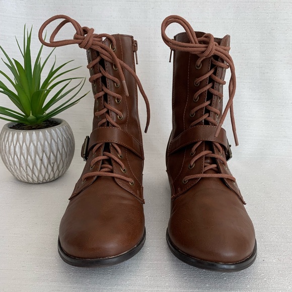 a.n.a. Brown Faux Leather lace Up Boots Woman’s 7.5M - Picture 4 of 12